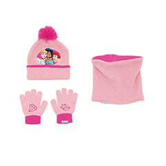 AR10006-Ensemble de gants, bonnet à pompon et tour de cou tricoté de DISNEY - Princess