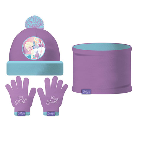 Ensemble de gants magiques, bonnet et buff tricotée de DISNEY-Frozen