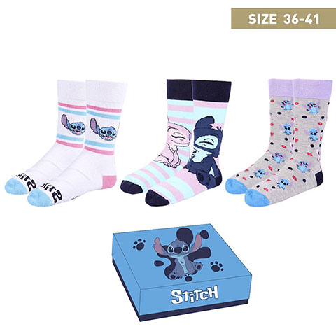 Lot 3 paires de chaussettes Stitch et Angel - Lilo et Stitch