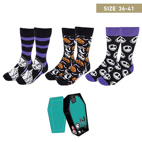 Set de 3 pares de calcetines 40-46 - Pesadilla antes de Navidad Set de 3 pares de calcetines 40-46 - Pesadilla antes de Navidad