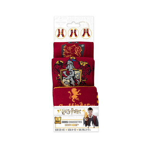 Lot 3 paires de Chaussettes Gryffondor - Du 35 au 45 - Harry Potter