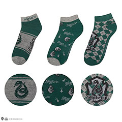 CR1632-Lot de 3 paires de chaussettes courtes Serpentard - Harry Potter