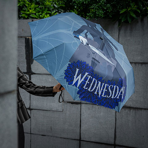 Parapluie Wednesday et violoncelle - Wednesday