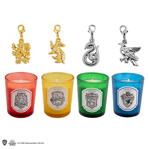 Lot 4 bougies et Charms des 4 Maisons et bracelet - Harry Potter