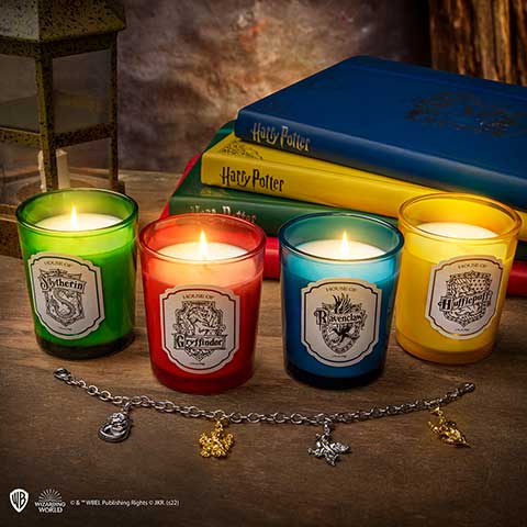 Lot 4 bougies et Charms des 4 Maisons et bracelet - Harry Potter