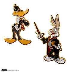 CR9974-Set de 2 pin’s Bugs and Daffy à Poudlard - Looney Tunes - WB 100th