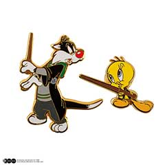 CR9975-Set de 2 pin’s Sylvestre et Titi à Poudlard - Looney Tunes - WB 100th