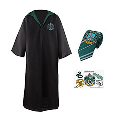 DE1202-Pack déguisement Serpentard : robe de sorcier + cravate + 5 tatouages - Harry Potter