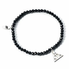 EHPCR0529-Bracelet Charm à perles noir Les Reliques de la Mort - Argent 925 - Harry Potter