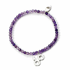 EHPCR0587-Sterling silver Glasses and Lightning bolt Charm purple crystal bracelet - Harry Potter