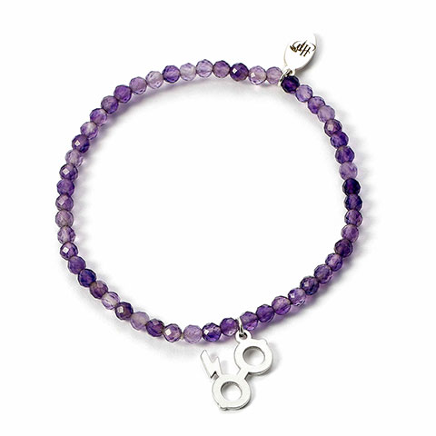 Bracelet Charm à perles violettes Lunettes et Éclair - Argent 925 - Harry Potter