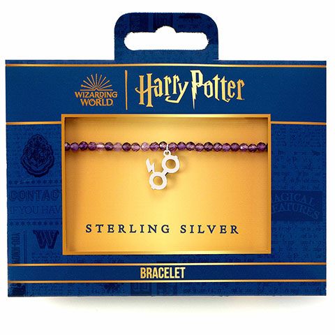 Bracelet Charm à perles violettes Lunettes et Éclair - Argent 925 - Harry Potter