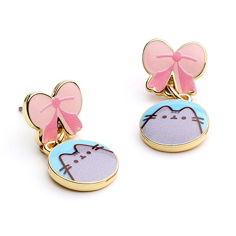 Boucles d’oreilles Pusheen le chat et noeud - Pusheen