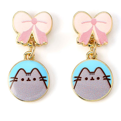 Boucles d’oreilles Pusheen le chat et noeud - Pusheen