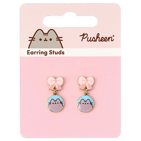 Boucles d’oreilles Pusheen le chat et noeud - Pusheen