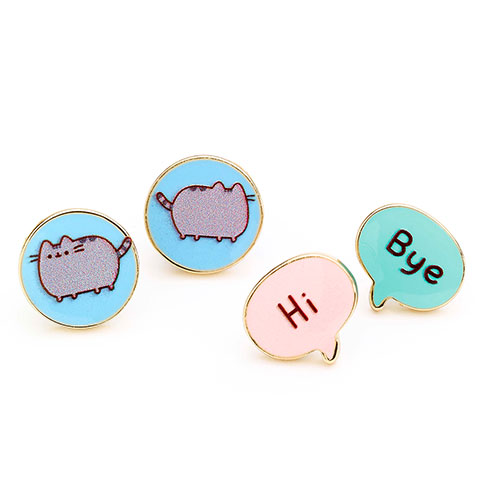 2 paires puces d’oreilles Pusheen le chat Hi Bye - Pusheen