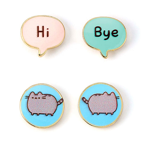 2 paires puces d’oreilles Pusheen le chat Hi Bye - Pusheen