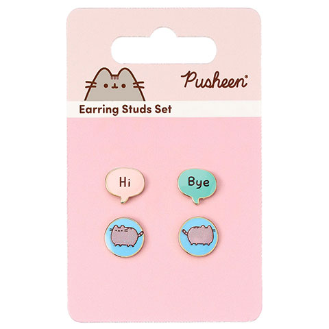 2 paires puces d’oreilles Pusheen le chat Hi Bye - Pusheen