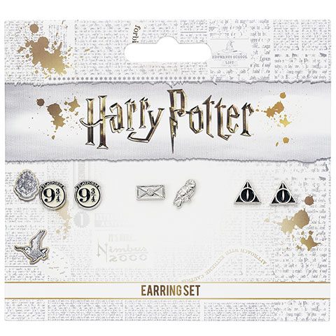 Set boucles d’oreilles - Plateform 9 3/4 -Lettre et Hedwige - relique de la mort - Harry Potter