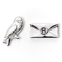 EWES1746-Official Harry Potter Hedwig & letter silver plated stud