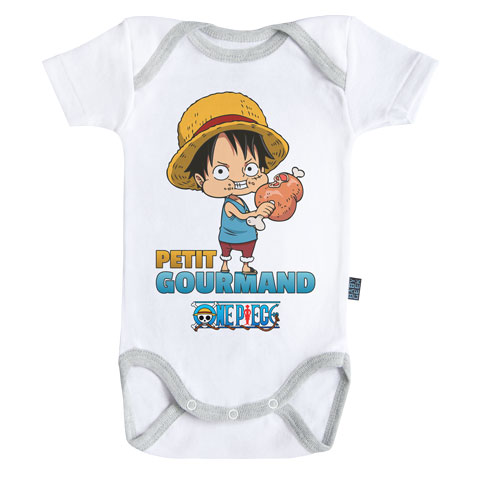 Petit gourmand - Luffy - One Piece - Body Bébé manches courtes Petit gourmand - Luffy - One Piece - Body Bébé manches courtes
