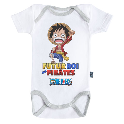 Futur roi des pirates - Luffy - One Piece - Body Bébé manches courtes Futur roi des pirates - Luffy - One Piece - Body Bébé manches courtes