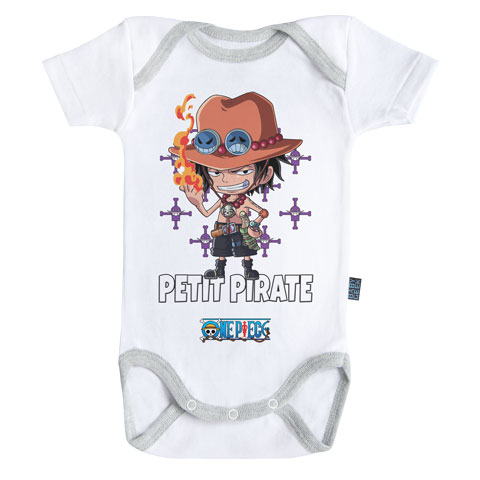 Petit Pirate Ace - One Piece - Body Bébé manches courtes Petit Pirate Ace - One Piece - Body Bébé manches courtes