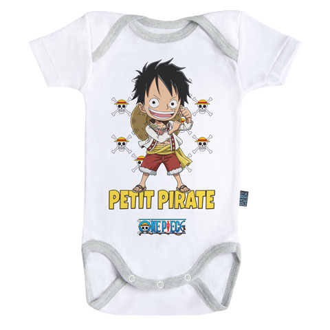 Petit Pirate Luffy - One Piece - Body Bébé manches courtes Petit Pirate Luffy - One Piece - Body Bébé manches courtes