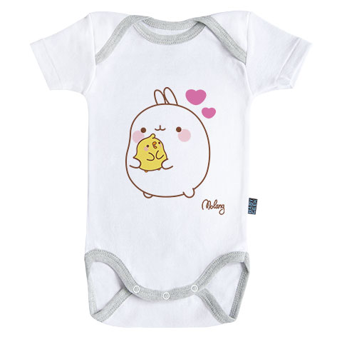 Molang - Molang et Piu Piu : une grande amitié - Body Bébé manches courtes Molang - Molang et Piu Piu : une grande amitié - Body Bébé manches courtes