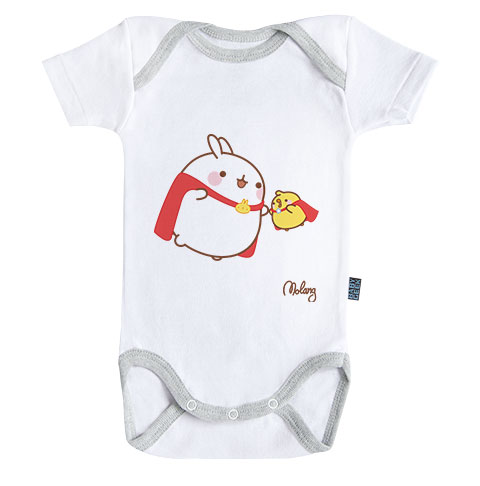 Molang - Super-Héros Molang et Piu Piu - Body Bébé manches courtes Molang - Super-Héros Molang et Piu Piu - Body Bébé manches courtes