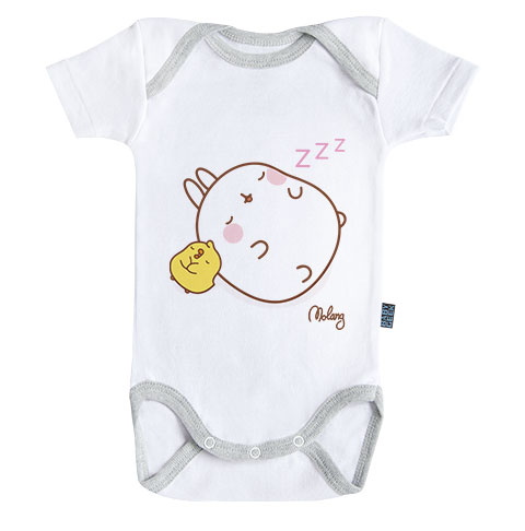 Molang - La sieste de Molang et Piu Piu - Body Bébé manches courtes Molang - La sieste de Molang et Piu Piu - Body Bébé manches courtes