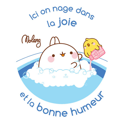 Molang et Piu Piu nagent dans la joie et la bonne humeur