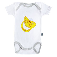GK5190_BOCB_BG-A pacifier to rule them all - Baby bodysuit - onesie  short sleeves - Cotton - White - Grey sewings
