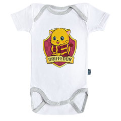 GK5196_BOCB_BG-Griffedor - Baby bodysuit - short sleeves - Cotton - White - Grey