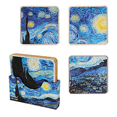 MAP4211-Lot de 4 sous-verres - La Nuit Étoilée - Vincent Van Gogh