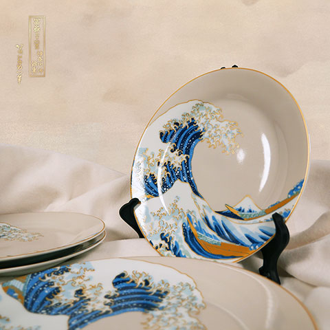 Lot de 4 assiettes Vague de Kanagawa Lot de 4 assiettes Vague de Kanagawa