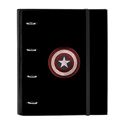 SF08000-Classeur noir cartonné avec élastique, recharge A4 et 5 intercalaires - Captain America - Marvel