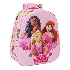 SF10014-Sac à dos rose 3D - Raiponce, Ariel & Vaiana - Disney Princess