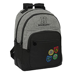 SF17010-Grey double backpack - Hogwarts - House of champions - 32 x 15 x 42 cm - Harry Potter