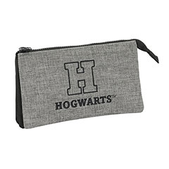 SF17022-Estuche triple gris - Hogwarts - Casa de los campeones - Harry Potter