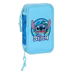 SF21000-Double pencil case with 28 accessories - Stitch - Disney