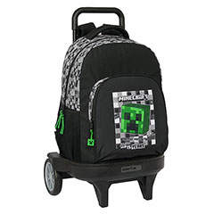 SF27001-Rolling black schoolbag - Creeper - 33 X 45 X 22 cm - Minecraft 15 years anniversary
