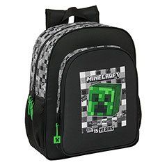 SF27002-Sac à dos noir et vert - Creeper - 32 X 38 X 12 cm - Minecraft anniversaire 15 ans