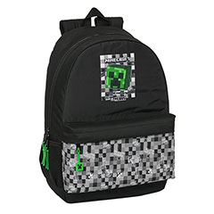 SF27003-Sac à dos noir et vert - Creeper - 30 x 46 x 14 cm - Minecraft anniversaire 15 ans