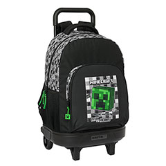 SF27006-Schulranzen-Rucksack mit kompakten, abnehmbaren Rollen - Creeper - Minecraft Geburtstag 15 Jahre