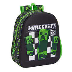 SF27007-Sac à dos noir et vert - Creeper -  Minecraft anniversaire 15 ans