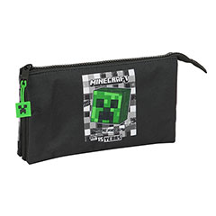 SF27011-Triple black pencil case - Creeper - Minecraft 15 years anniversary